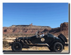 ALF antique car on Utah highway.