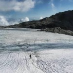 Crossing the Brandner Glacier on the way to Totalp Hutte