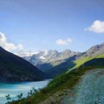 Starting up the road above Lac de Moiry toward the Col de Torrent