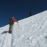 Katherine nearing the summit of the Breithorn