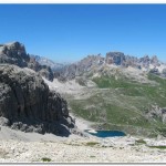 Looking west over the route from the Rifugio Locatelli from the Forcela Pian di Cengia
