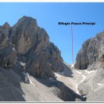 Looking toward the Rifugio Principi from below the Passo di Molignon