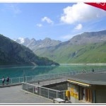 View from the patio of the restaurant at Barrage de Moiry.